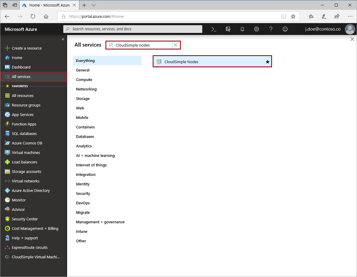 Buscar nodos de CloudSimple