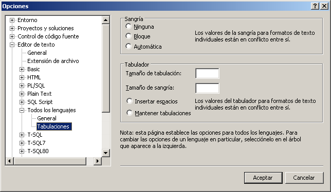 Apariencia del cuadro de diálogo pestañas