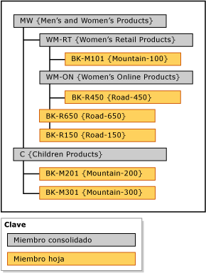 Ejemplo de jerarquía explícita de bicicleta de montaña