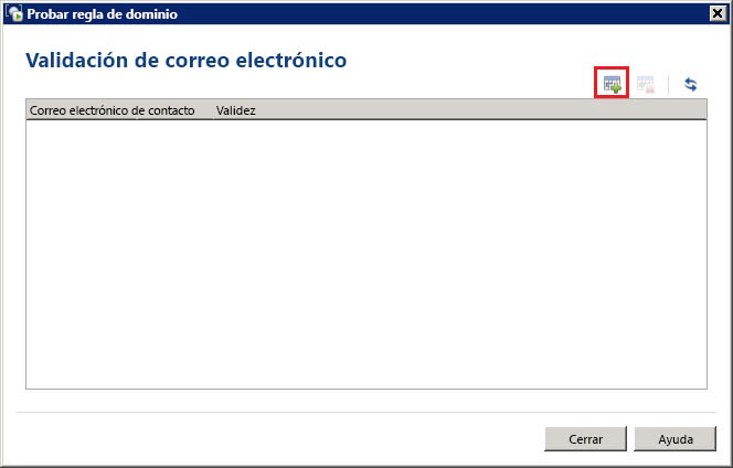 Cuadro de diálogo Probar regla de dominio