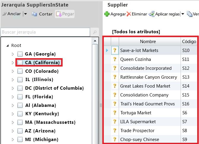 Jerarquía derivada en el Explorador