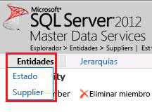 Menú de entidades con estado y proveedor
