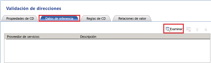 Pestaña de datos de referencia