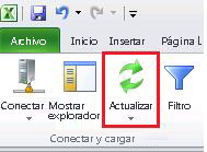 Excel - Botón Actualizar en la pestaña de datos maestros