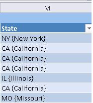 Excel: códigos de estado y nombres actualizados