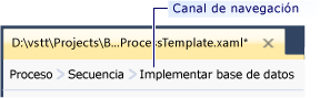 Canal de navegación en el Diseñador de flujo de trabajo de Windows