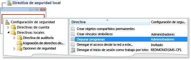 Directiva de seguridad local, Derechos de usuario