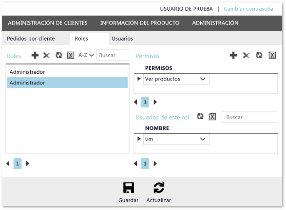 Pantallas administrativas
