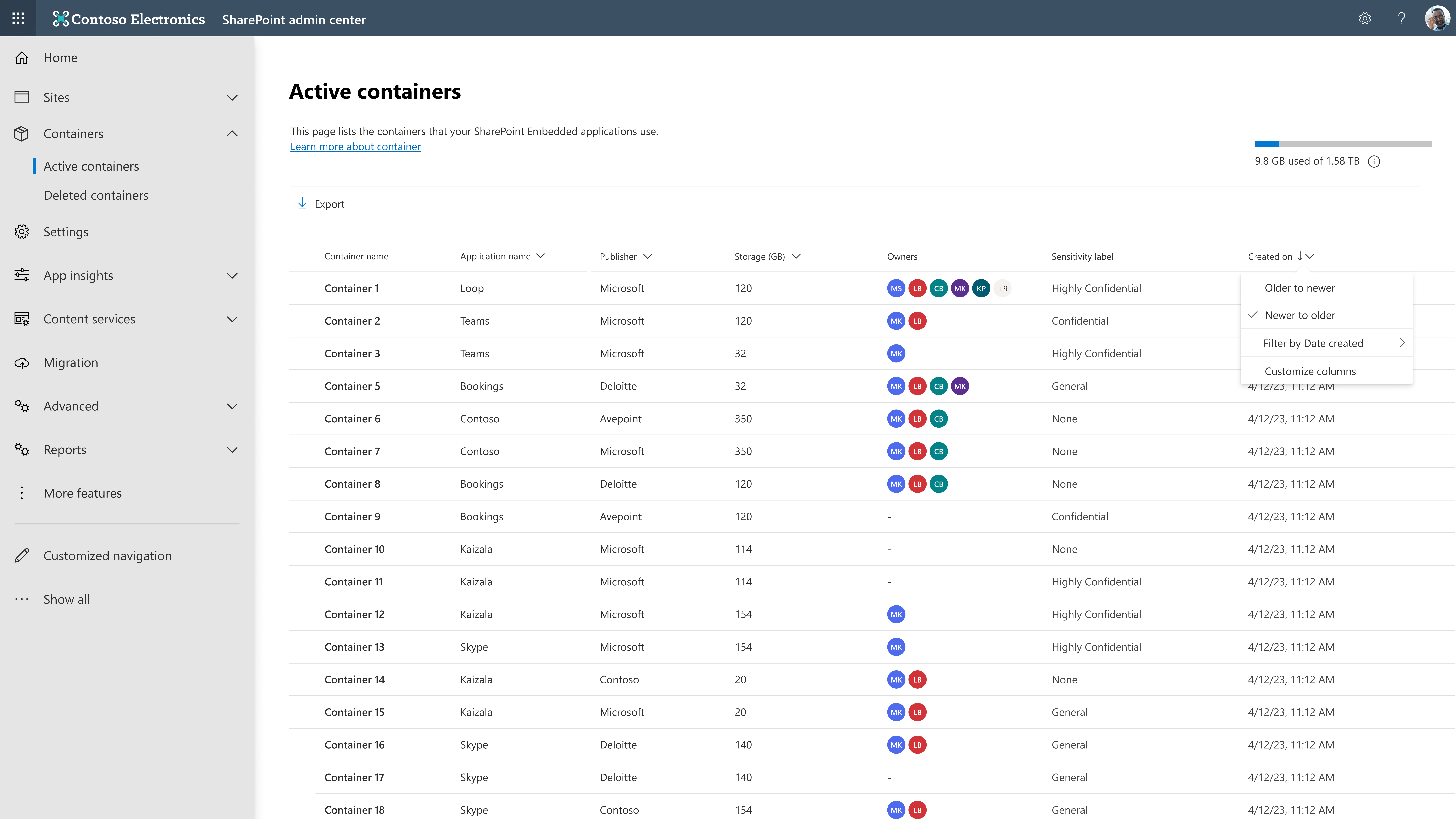  Ordenación de contenedores SPE