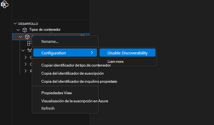 Uso de la extensión VS Code para SPE para establecer DiscoverabilityDisabled en false