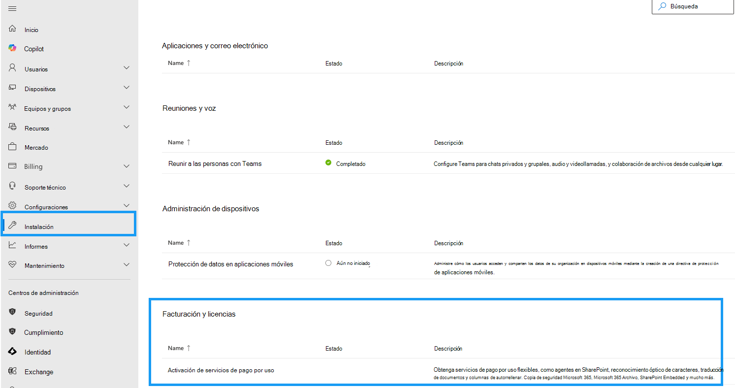 Centro de administración de Microsoft 365 archivos y contenido