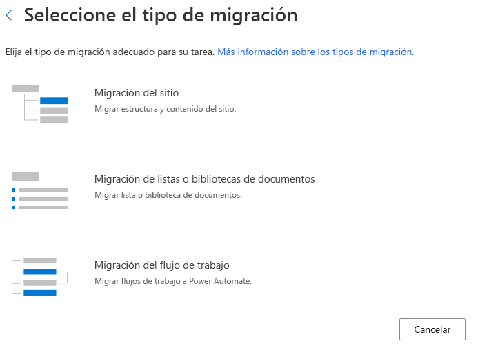 Seleccione Migración de flujo de trabajo.