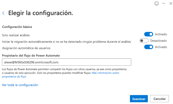 Establezca la configuración del flujo de trabajo.