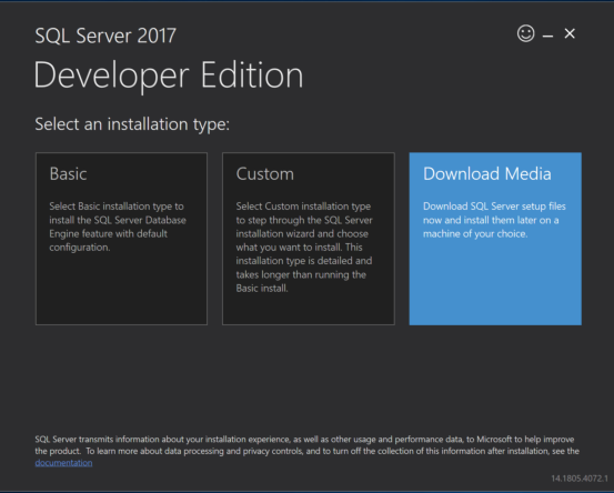 Elige el tipo de instalación de medios para descargar