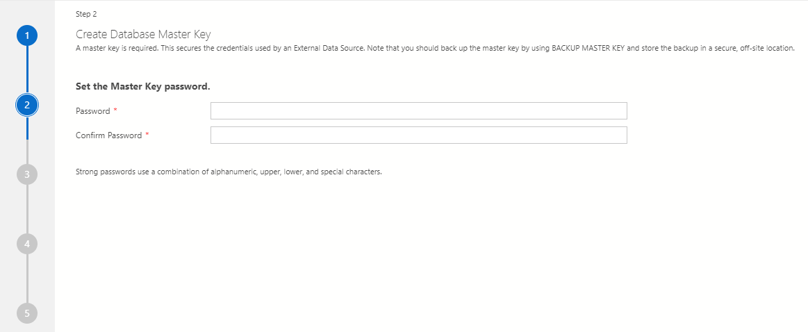 Creación de una clave maestra de base de datos