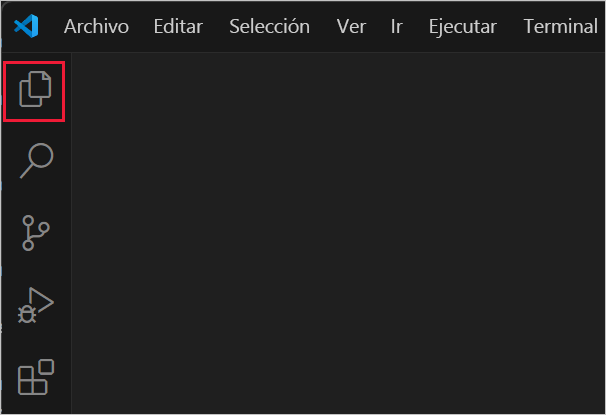 Captura de pantalla de la selección de la vista Explorador.