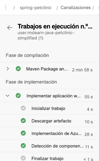 Captura de pantalla que muestra la nueva ejecución de Azure Pipeline.