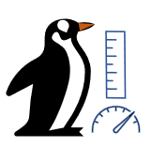 Pingüino con regla y escalas de pesaje