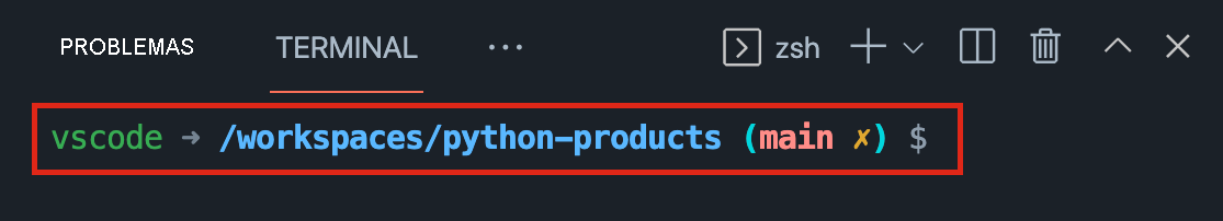 Símbolo del sistema del terminal integrado de VS&nbsp;Code