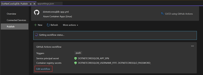 Captura de pantalla que muestra cómo editar el flujo de trabajo.