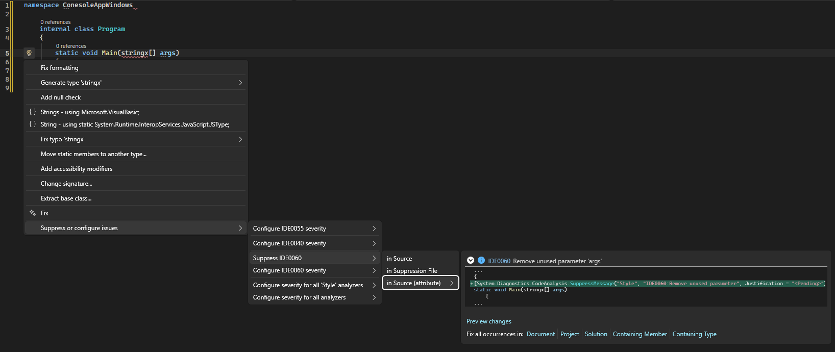 Captura de pantalla que muestra la selección de 