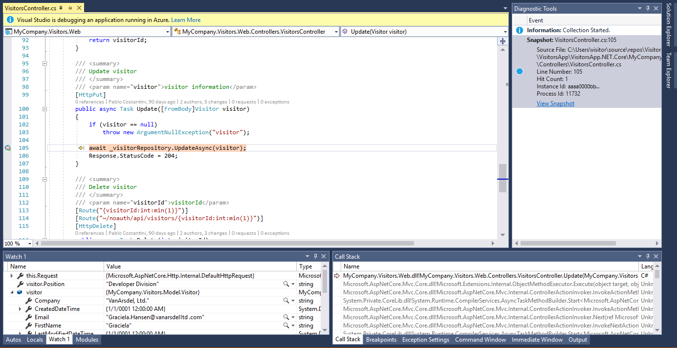 Revisar los datos de la instantánea