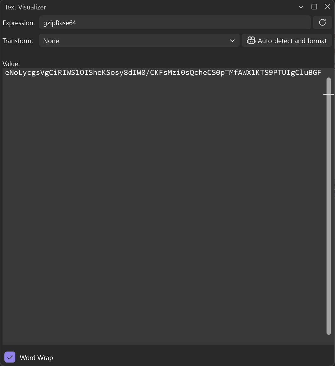 Gif que muestra detección automática y formato en el visualizador de texto.