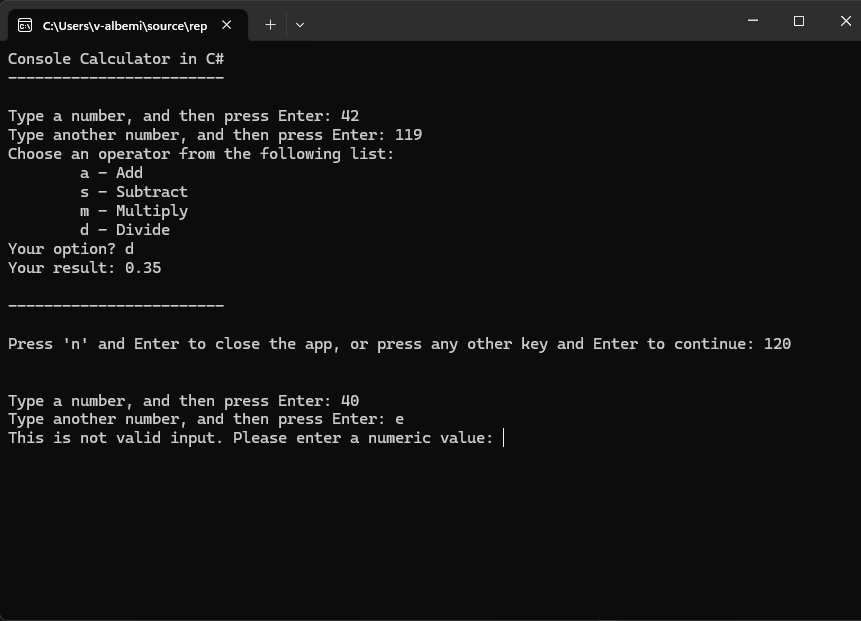Captura de pantalla que muestra una ventana de consola con la aplicación Calculadora refactorizada.