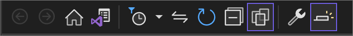 Captura de pantalla de la barra de herramientas del Explorador de soluciones en Visual Studio.