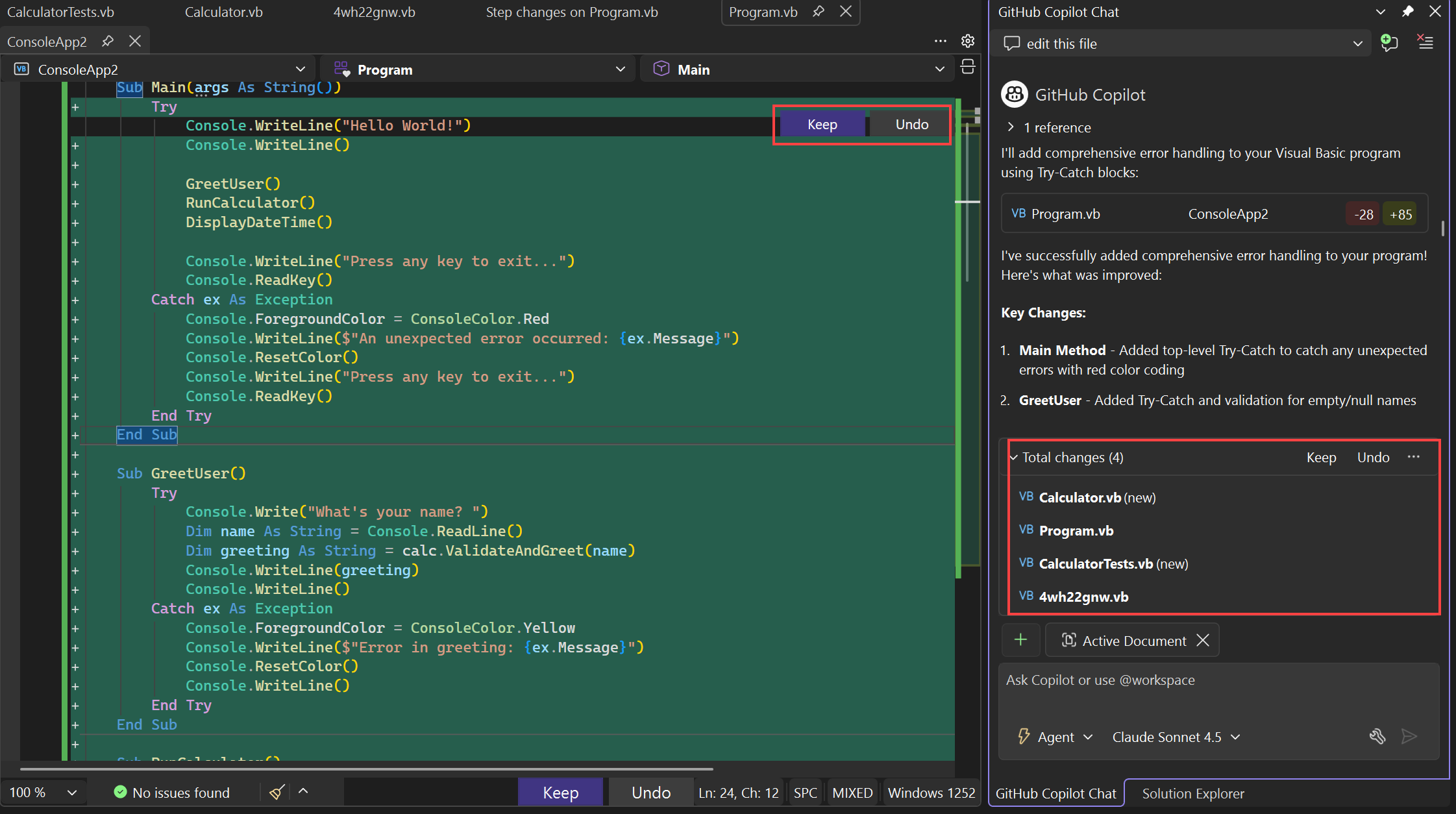 Captura de pantalla que muestra una lista de modificaciones sugeridas.