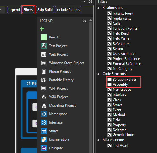 Captura de pantalla que muestra cómo simplificar un mapa mediante el filtrado de contenedores.