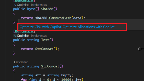 Captura de pantalla de la optimización con Copilot.