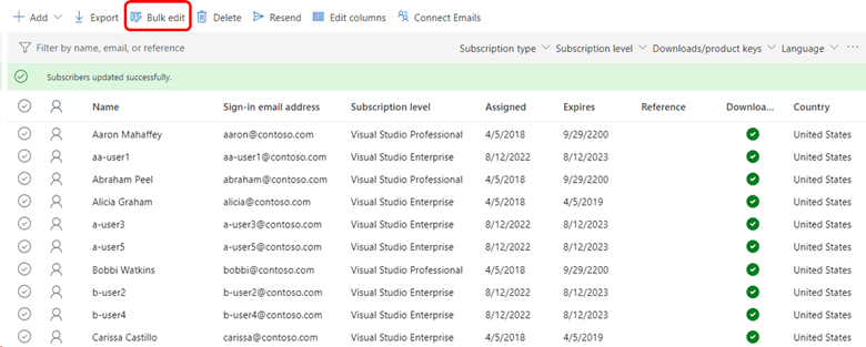 Seleccione Edición masiva