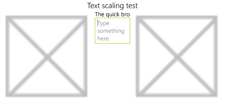 Captura de pantalla del escalado de texto de 100% a 225% con texto recortado.