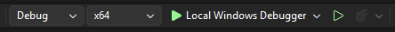 Visual Studio: menú desplegable Iniciar depuración que muestra el texto Local Windows Debugger.