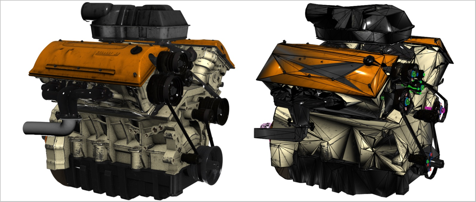 Captura de pantalla que muestra la comparación de dos modelos 3D.