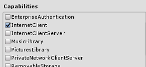 Captura de pantalla de la lista Funcionalidades, el cliente de Internet está activado.