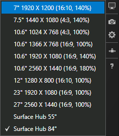resoluciones del simulador de Visual Studio