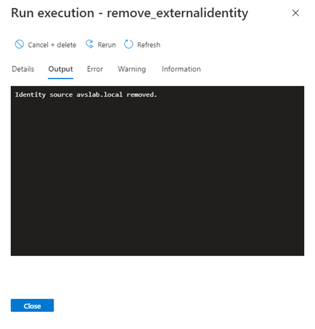 Captura de pantalla que muestra la salida de una ejecución de un proceso.