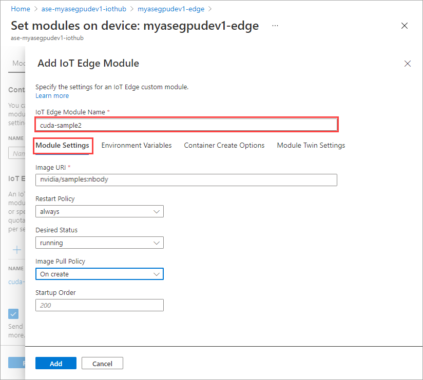 Configuración del segundo módulo.