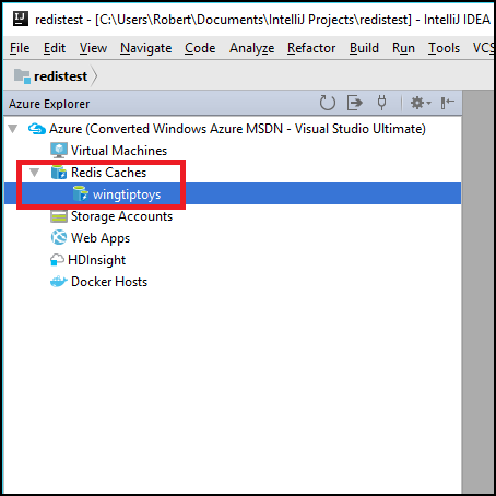 Redis Cache en Azure Explorer