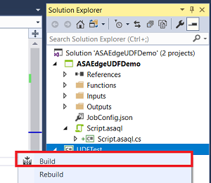 Compilación de un proyecto de IoT Edge de Azure Stream Analytics en Visual Studio