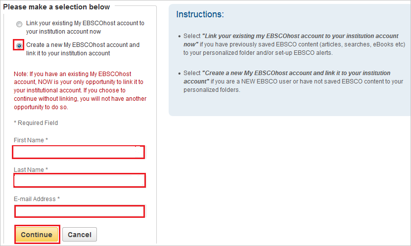 Usuario de EBSCO en la lista de aplicaciones
