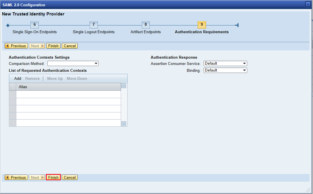 Configuración de inicio de sesión único&nbsp;9