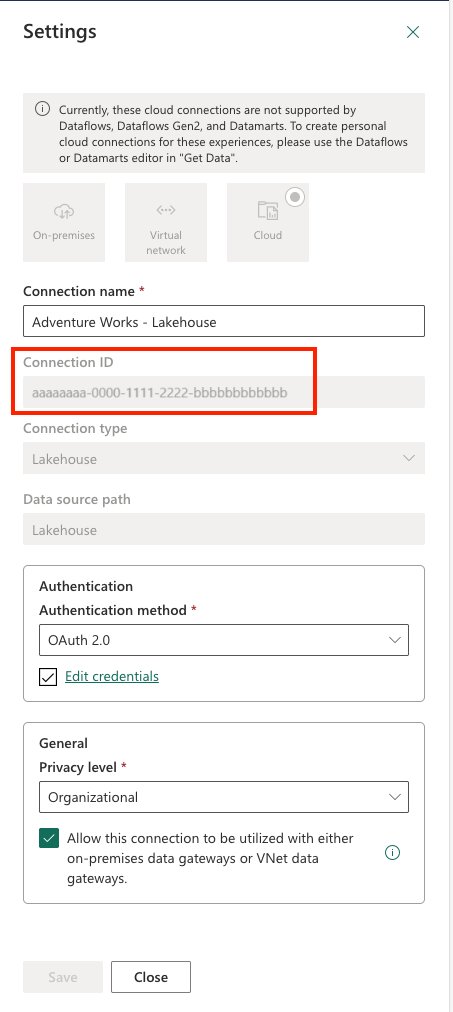 Captura de pantalla de cómo obtener el identificador de conexión en las configuraciones.