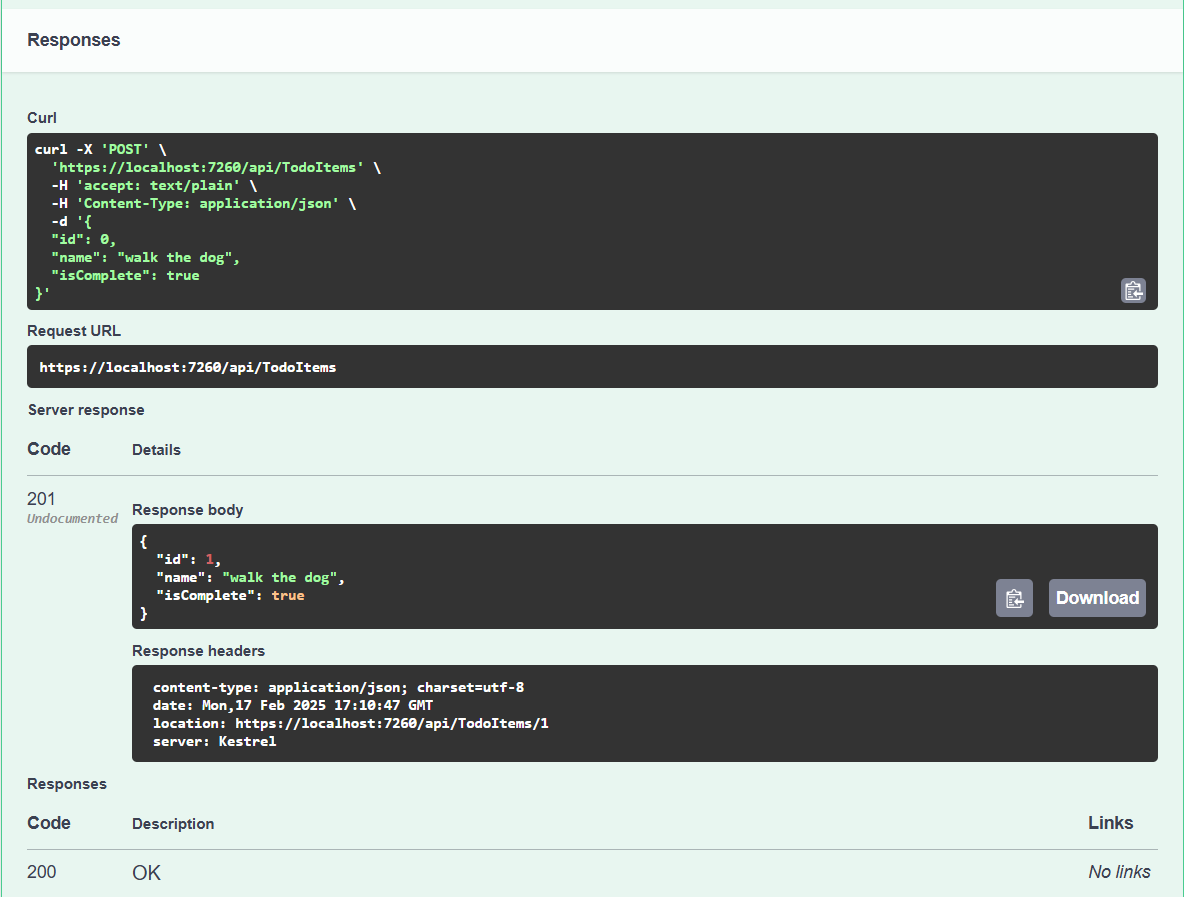 Swagger with Post response