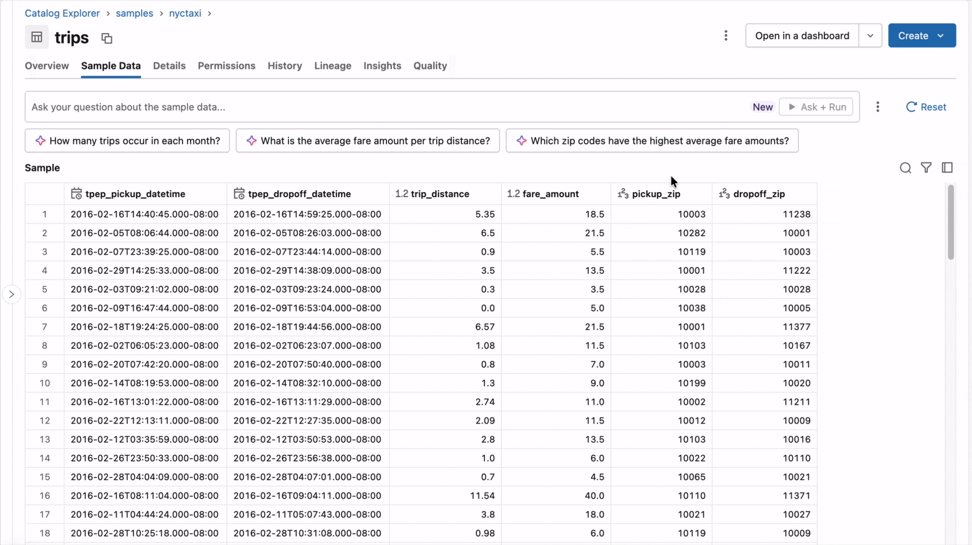 Sample Data Explorer demo