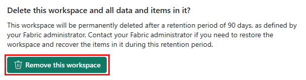 Työtilan asetukset -ruudun näyttökuva, jossa näkyy vaihtoehto Muu ja Poista tämä työtila.