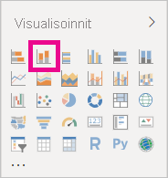 Näyttökuva Visualisoinnit-ruudusta, jossa Pinottu pylväskaavio on korostettuna.