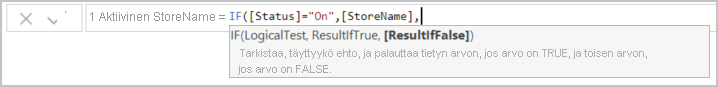 Näyttökuva kaavaan lisätystä StoreName-sarakkeesta.